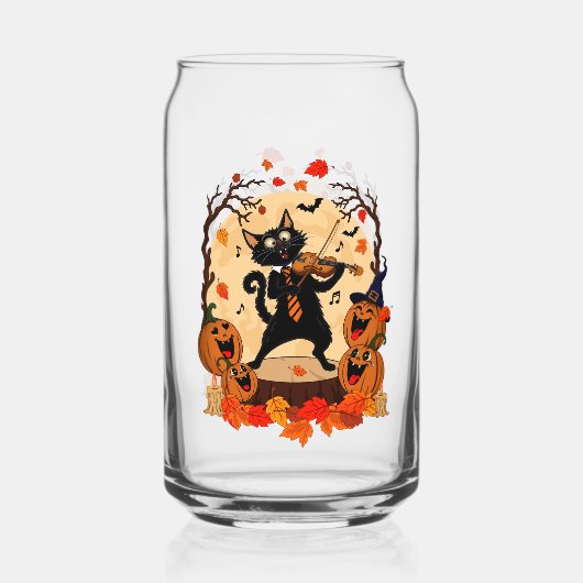 デザイン入り秋の紅葉飲料用グラス ガラス缶 (正面)
