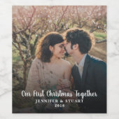 デザイン初めてのクリスマスの写真 ワインラベル (シングルラベル)