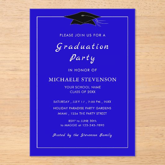 デザイン独自のアクリル卒業招待状 アクリル招待状 (正面)