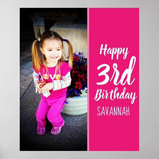 デザイン独自のカスタム写真誕生日 ポスター (正面)