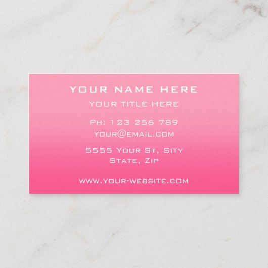 デザイン独自のピンクビジネスカードテンプレート 名刺 (裏面)