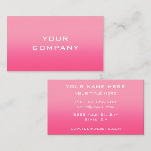 デザイン独自のピンクビジネスカードテンプレート 名刺 (正面/裏面)