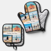 デザイン独自のフォトコラージュとカスタム文字 鍋つかみ&鍋敷きセット (正面/裏面)