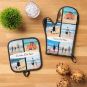 デザイン独自のフォトコラージュとカスタム文字 鍋つかみ&鍋敷きセット (トップダウン)