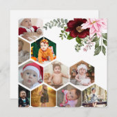 デザイン独自のフローラ10フォトコラージュ サンキューカード (正面/裏面)