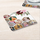 デザイン独自のフローラ10フォトコラージュ スクエアペーパーコースター (アングル)
