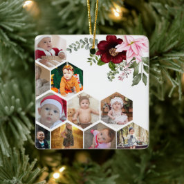 デザイン独自のフローラ10フォトコラージュ セラミックオーナメント