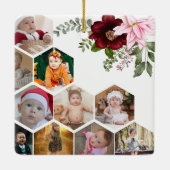 デザイン独自のフローラ10フォトコラージュ セラミックオーナメント (裏面)