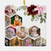 デザイン独自のフローラ10フォトコラージュ セラミックオーナメント (正面)
