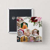 デザイン独自のフローラ10フォトコラージュ 缶バッジ (正面&裏面)