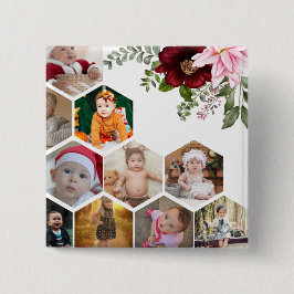 デザイン独自のフローラ10フォトコラージュ 缶バッジ