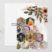 デザイン独自のフローラ12フォトコラージュ サンキューカード (正面/裏面)