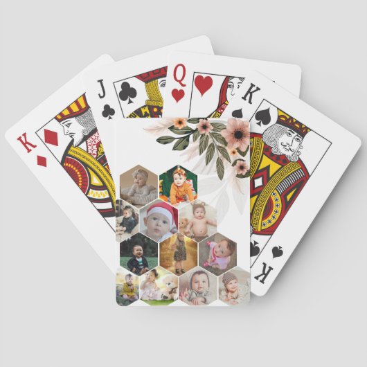 デザイン独自のフローラ12フォトコラージュ トランプ (裏面)