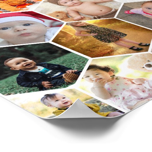 デザイン独自のフローラ12フォトコラージュ ポスター (角)