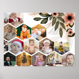 デザイン独自のフローラ15フォトコラージュ ポスター