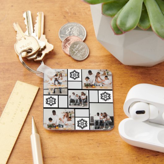 デザイン独自のフローラ5フォトコラージュ キーホルダー (デスク)