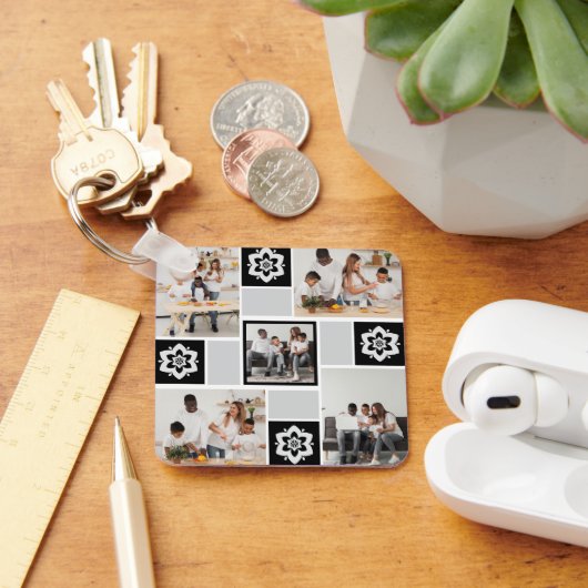 デザイン独自のフローラ5フォトコラージュ キーホルダー (デスク)