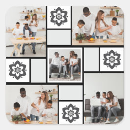 デザイン独自のフローラ5フォトコラージュ スクエアシール