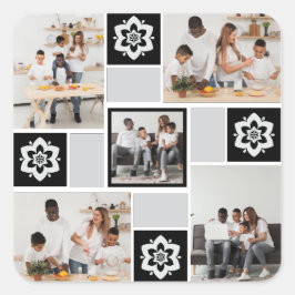 デザイン独自のフローラ5フォトコラージュ スクエアシール