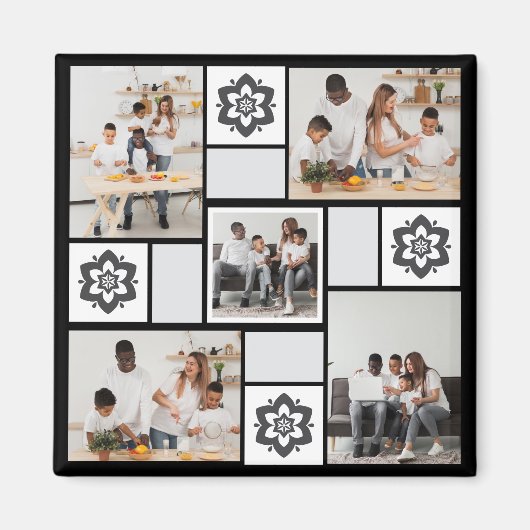 デザイン独自のフローラ5フォトコラージュ マグネット (正面)