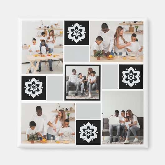 デザイン独自のフローラ5フォトコラージュ マグネット (正面)