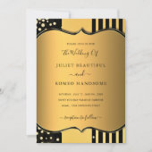 デザイン独自のブラック金ゴールド結婚式招待状 (正面)