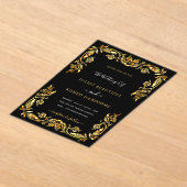 デザイン独自のブラック金ゴールド結婚式招待状 アクリル招待状 (レイダウン)