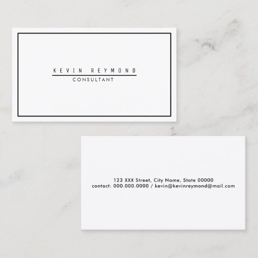 デザイン独自のホワイト&プレーンプロフェッショナル 名刺 (正面/裏面)