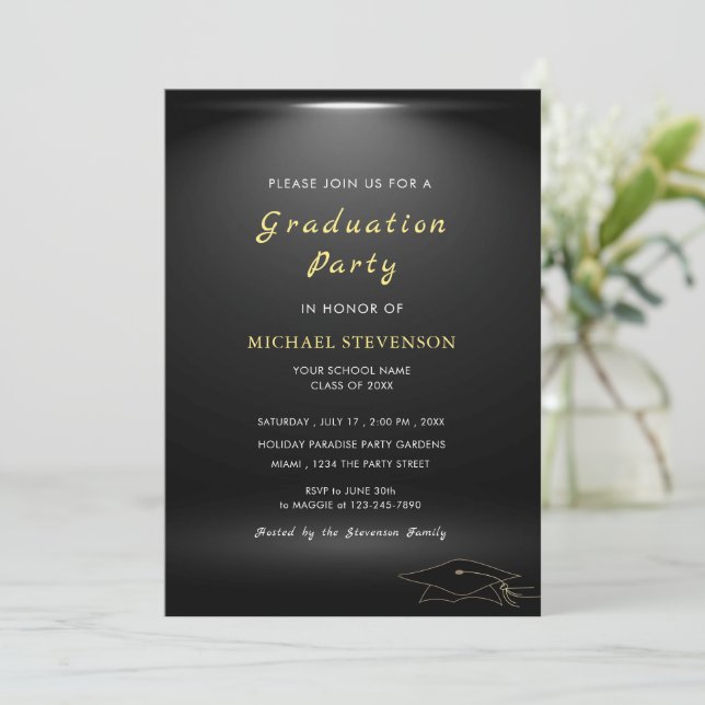 デザイン独自のモダン卒業招待状 (スタンド正面)