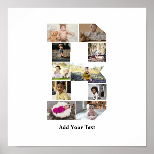 デザイン独自のレターBフォトコラージュ ポスター (正面)