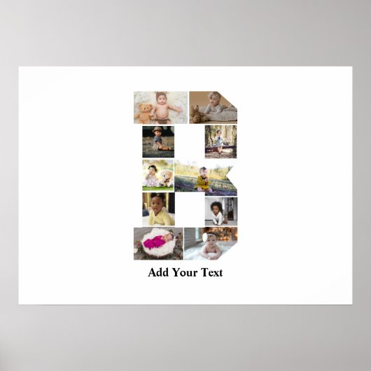 デザイン独自のレターBフォトコラージュ ポスター (正面)