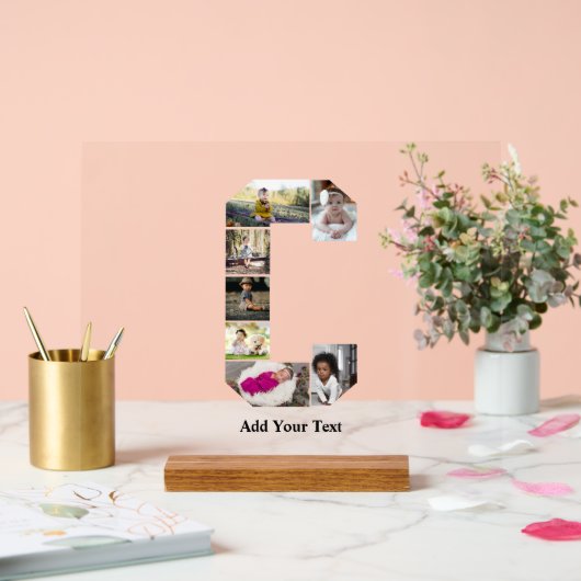 デザイン独自のレターCフォトコラージュ アクリルサイン (ウェディング)