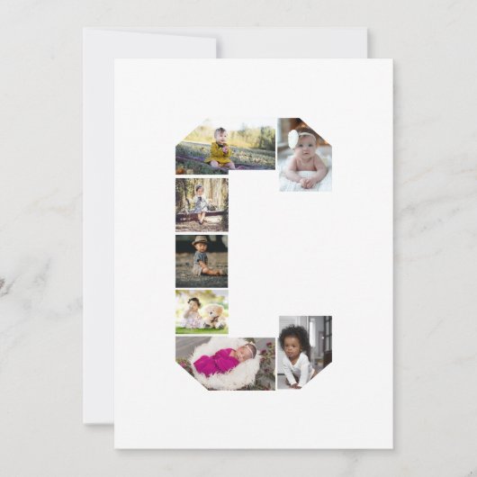 デザイン独自のレターCフォトコラージュ 案内状 (正面)