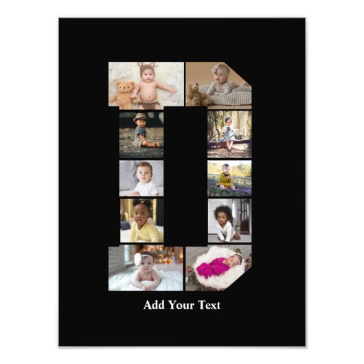 デザイン独自のレターDフォトコラージュ フォトプリント (正面)