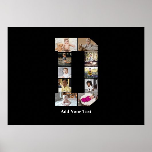 デザイン独自のレターDフォトコラージュ ポスター (正面)