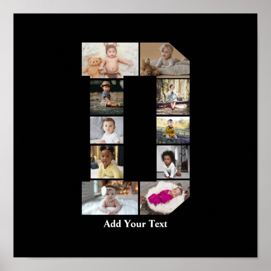 デザイン独自のレターDフォトコラージュ ポスター (正面)