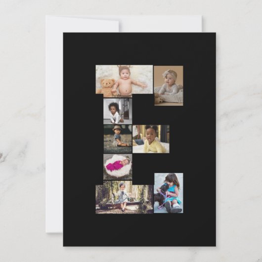 デザイン独自のレターEフォトコラージュ サンキューカード (正面)