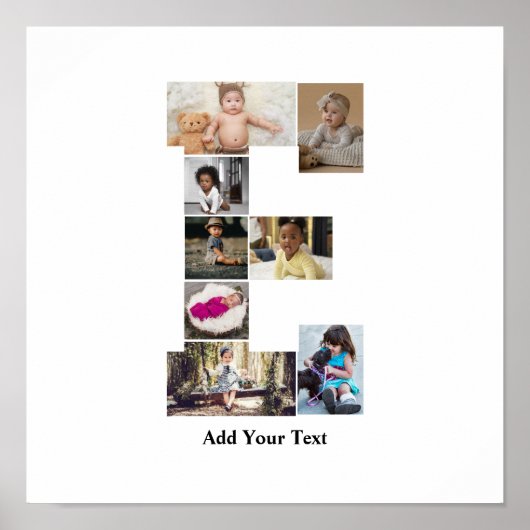 デザイン独自のレターEフォトコラージュ ポスター (正面)