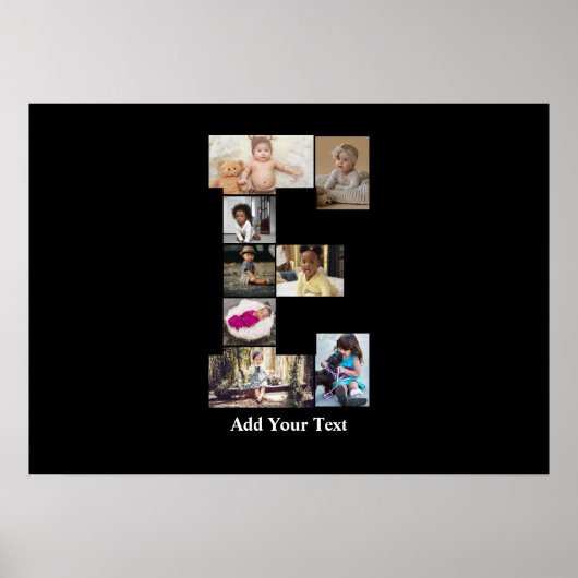 デザイン独自のレターEフォトコラージュ ポスター (正面)