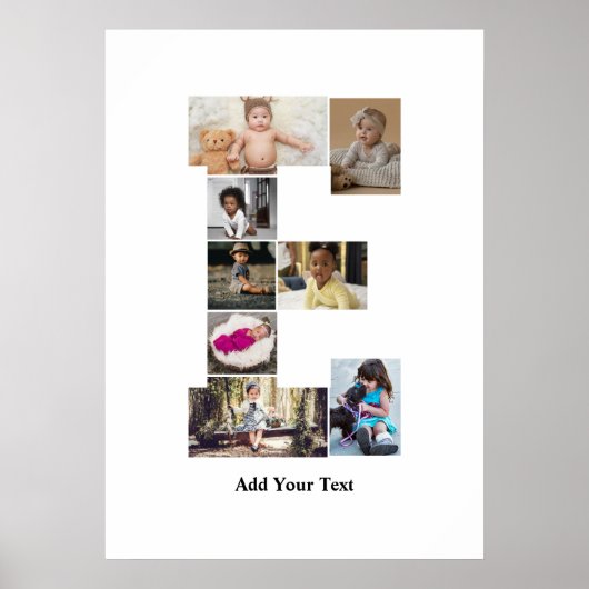 デザイン独自のレターEフォトコラージュ ポスター (正面)