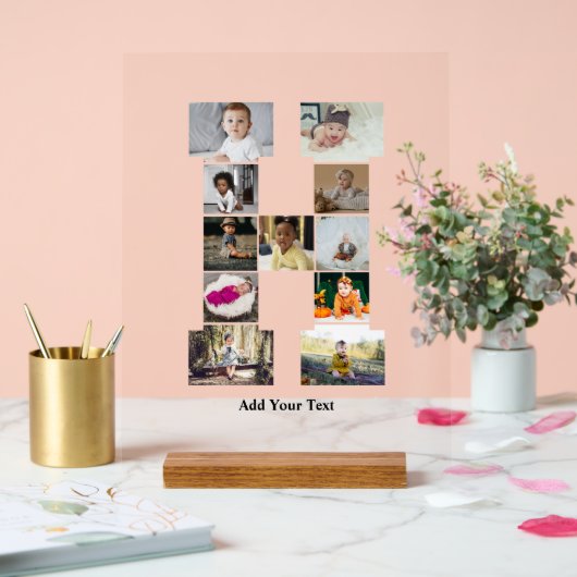 デザイン独自のレターHフォトコラージュ アクリルサイン (ウェディング)