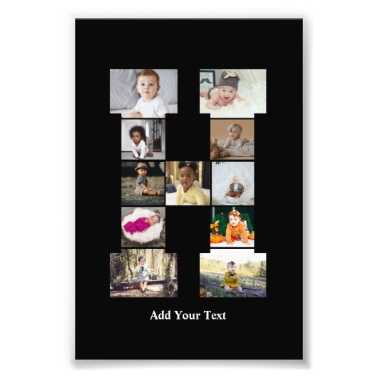 デザイン独自のレターHフォトコラージュ フォトプリント            (正面)