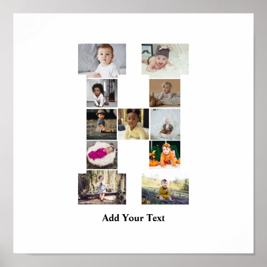 デザイン独自のレターHフォトコラージュ ポスター (正面)