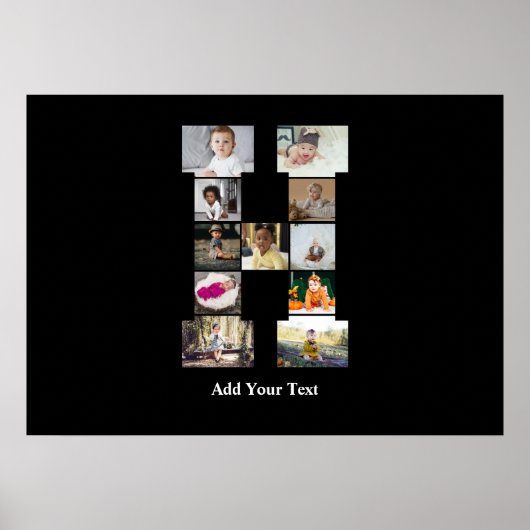 デザイン独自のレターHフォトコラージュ ポスター (正面)