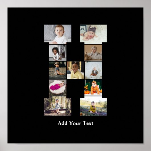 デザイン独自のレターHフォトコラージュ ポスター (正面)