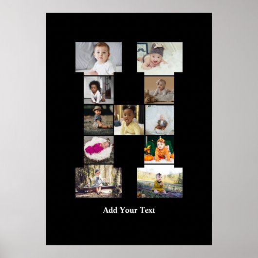 デザイン独自のレターHフォトコラージュ ポスター (正面)