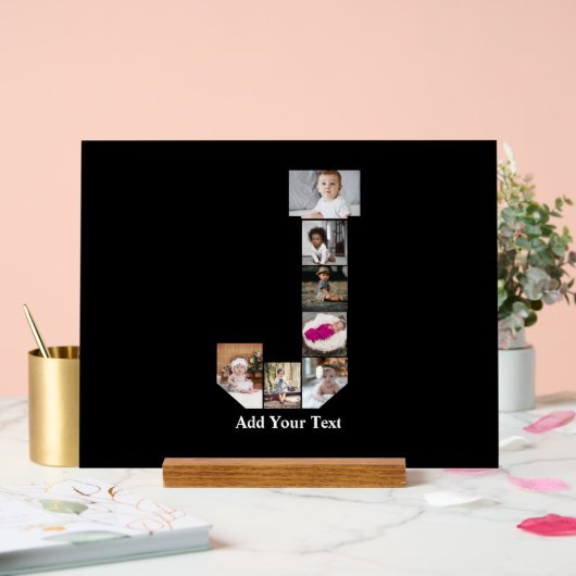 デザイン独自のレターJフォトコラージュ アクリルサイン (ウェディング)