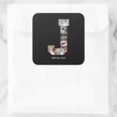 デザイン独自のレターJフォトコラージュ スクエアシール (バッグ)