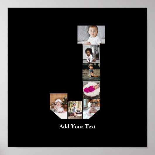 デザイン独自のレターJフォトコラージュ ポスター (正面)