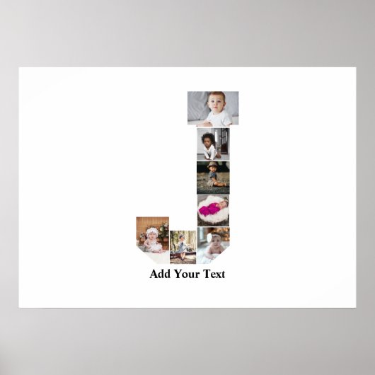 デザイン独自のレターJフォトコラージュ ポスター (正面)